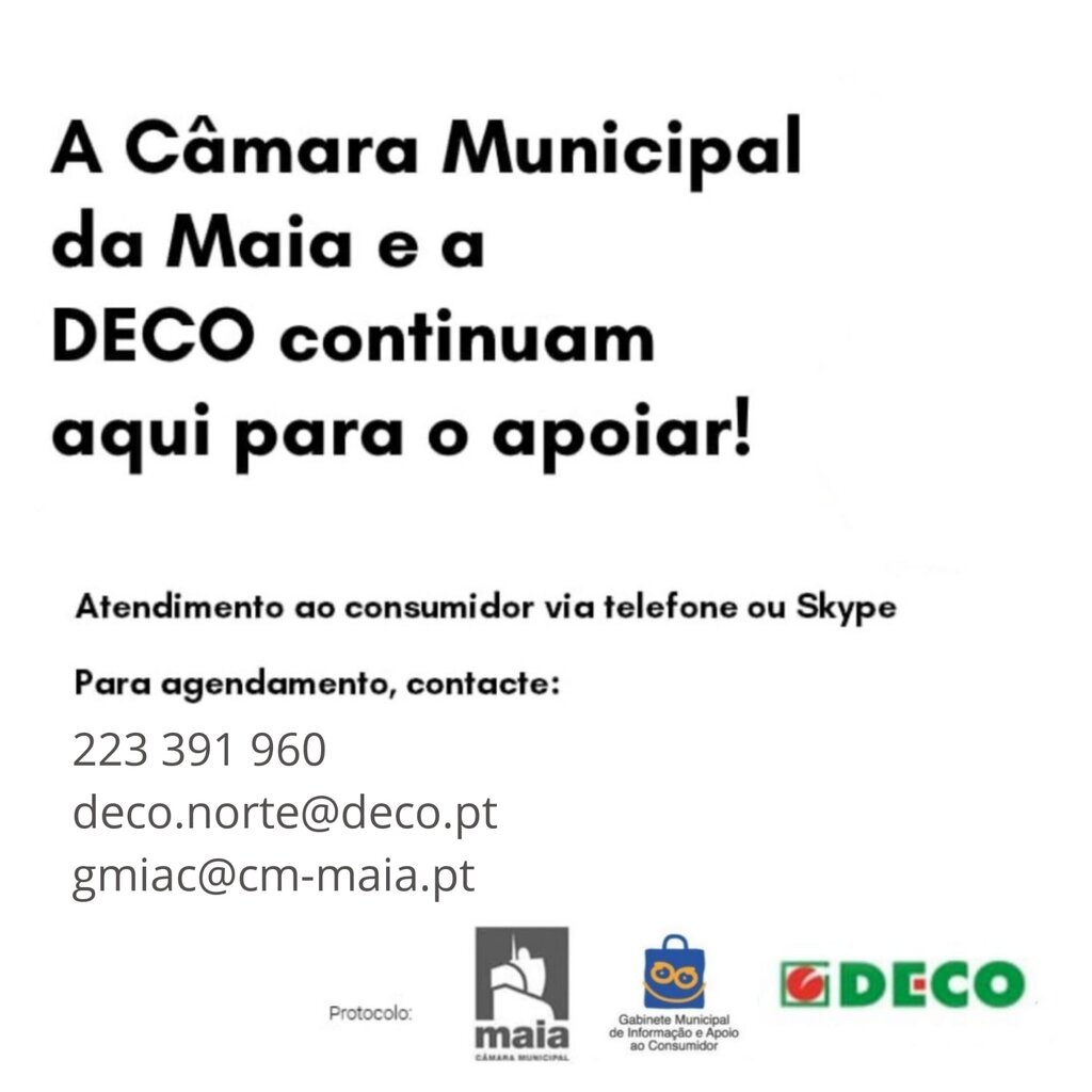 A CÂMARA MUNICIPAL DA MAIA E A DECO CONTINUAM AQUI PARA O APOIAR!
